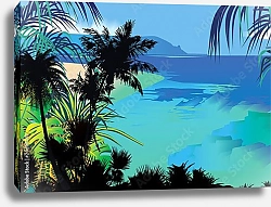 Постер Тропические пальмы на фоне океана