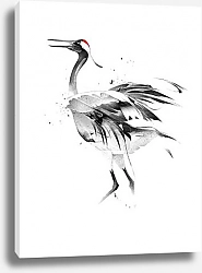 Постер стилизованный журавль на белом фоне
