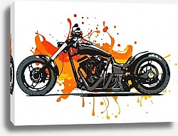 Постер Artistic stylized motorcycle racer in motion. illustration