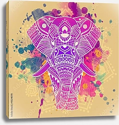 Постер Лиловый слон с восточным узором