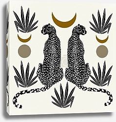 Постер Леопарды, солнце, пальма