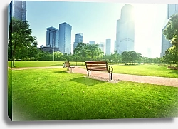 Постер Скамейка в парке, Шанхай, Китай