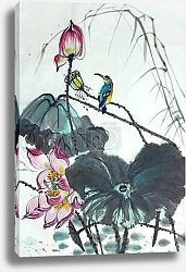 Постер drawing of a blossoming lotus