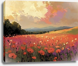 Постер Sunset dance on a poppy field