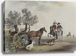 Постер Бидерманн Йоханн Два всадника, пересекающие пастбище для животных