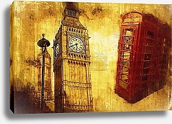 Постер Красная телефонная будка и Биг Бен