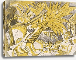 Постер Дюфресн Чарльз Zonnebadende figuren onder een palmboom