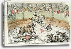 Постер Школа: Испанская 19в. Spanish Bull, caricature of Joseph Bonaparte, King of Spain, 1809