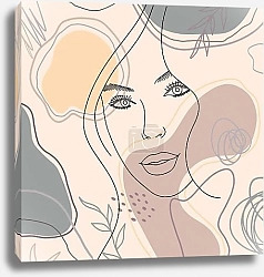Постер Abstract woman portrait in modern linear minimalistic style