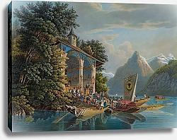 Постер Лори Габриэль Младшая La Chapelle de Guillaume Tell sur le Lac des Quatre Cantons avec la fête religieuse qu’on y célèbre chaque année en mémoire des événements de 1307