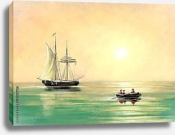 Постер Судно и лодка в штиль