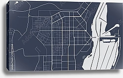 Постер План города Магнитогорск, Россия, в синем цвете