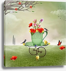 Постер Весенний букет в чашке