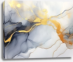Постер Abstract gray with gold ink art 4