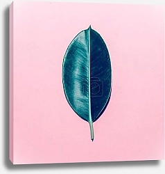 Постер Зеленый лист на розовом фоне