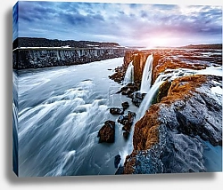 Постер Сила воды: каскад Сельфосс, Исландия, Ватнайокуль, Йокульса а Фьоллум