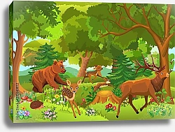 Постер Дикие животные в лесу