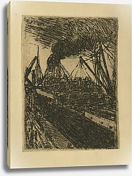 Постер Мигем Юджин Ван Stoomschip in de haven