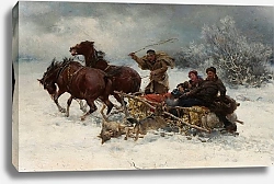 Постер Веруш-Ковальски Альфред Wolves attacking a sleigh
