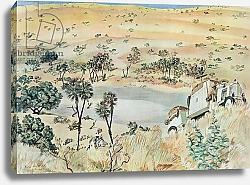 Постер Яковлев Александр A la sortie d'un Kpro region du Tehad, from Dessins et Peintures d'Afrique, executes au cours de l'expedition Citroen Centre Afrique, deuxieme mission Haardt Audouin-Dubreuil,  pub. Paris, 1927