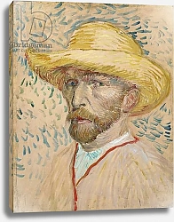 Постер Ван Гог Винсент (Vincent Van Gogh) Self Portrait with Straw Hat, 1887