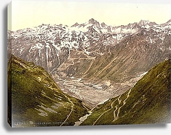 Постер Швейцария. Мыс Фурка, панорамный вид