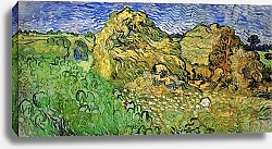Постер Ван Гог Винсент (Vincent Van Gogh) Поле с пшеничными скирдами 2
