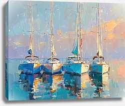 Постер Sunset horizon with yachts