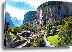 Постер Волшебство Лаутербруннен: солнечный день в сердце Швейцарии