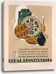 Постер Милхаус Кэтрин Rural Pennsylvania Colonial Pennsylvania exists to-day in many churches, costumes, crafts of the German Sectarians
