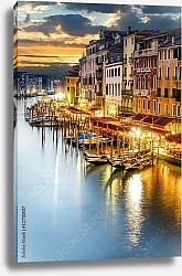 Постер Италия. Гранд канал в Венеции ночью