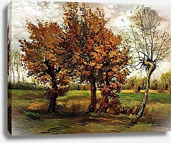 Постер Ван Гог Винсент (Vincent Van Gogh) Осенний пейзаж с четырьямя деревьями