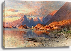 Постер Норманн Адельстин Пейзаж фьорда на закате