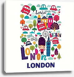 Постер Англия, Лондон. Векторные символы