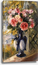 Постер Ренуар Пьер (Pierre-Auguste Renoir) Roses in a Blue Vase, 1892
