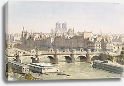 Постер Хоффбауер Федор Vue de l’île de la Cité et le pont-Neuf avec ses boutique, vers 1840