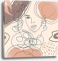 Постер Abstract woman portrait in modern linear minimalistic style