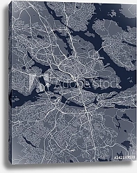 Постер План города Стокгольм, Швеция, в синем цвете