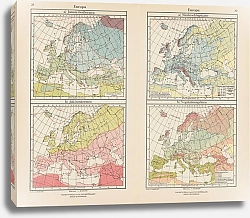 Постер Фридрих Эрнст Europa; Januar-Isothermen, Niederschlagskarte