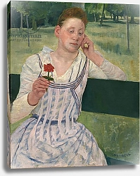 Постер Кассат Мэри (Cassatt Mary) Woman with a Red Zinnia, 1891