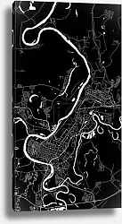 Постер План города Уфа, Россия. В чёрном цвете