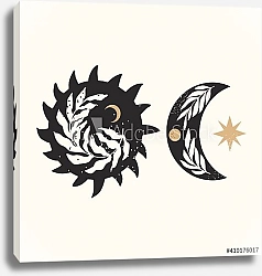 Постер Солнце и луна в стиле бохо