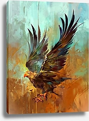 Постер Яркий стилизованный орел на текстурированном фоне