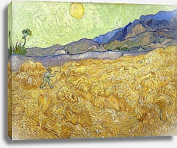 Постер Ван Гог Винсент (Vincent Van Gogh) Пшеничное поле со жнецом на восходе