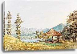 Постер Адам Генрих Ansicht vom Tegernsee mit dem großen Paraplui