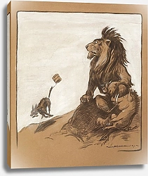 Постер Уокер Уильям Генри A dog with a can reading ‘Mad Mullah’ runs by, watched by a lion and a boar.