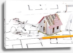 Постер Чертежи и макет дома