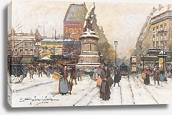 Постер Гальен-Лалу Эжен The Place de Clichy in Snow, Paris