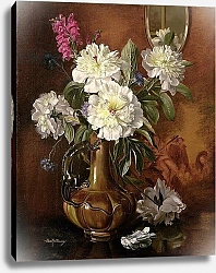 Постер Уильямс Альберт (совр) AB/298 White Peonies in a Glazed Victorian Vase
