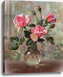 Постер Уильямс Альберт (совр) Madame Butterfly Roses in a Glass Vase